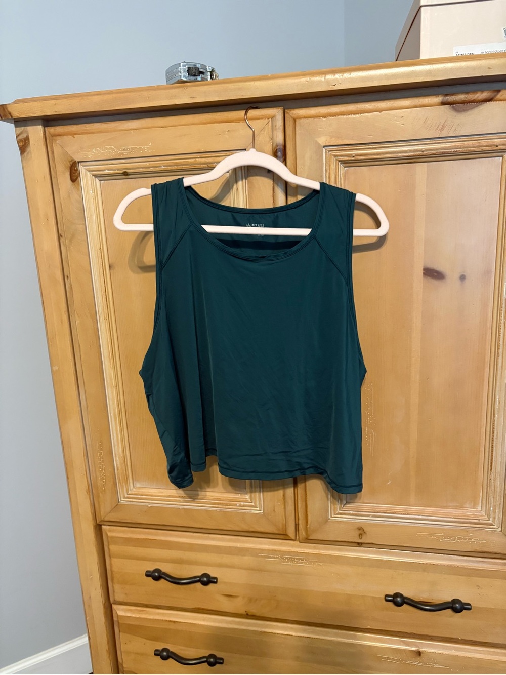 OFFLINE by Aerie XL Teal Green Cropped Workout Tank Top Activewear